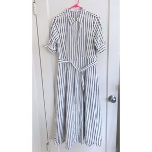 Calvin Klein Pinstripe Flare Dress